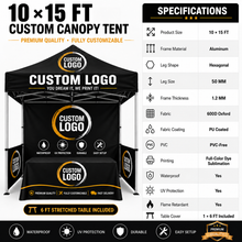 Custom 10x15 FT Waterproof Pop-Up Canopy Tent with Custom Printing