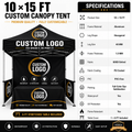 Custom 10×15 ft Waterproof Pop-Up Canopy Tent with Custom Printing