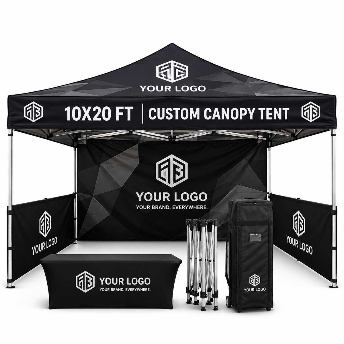 Custom 10x20 FT Waterproof Pop-Up Canopy Tent with Custom Printing