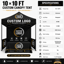 Custom 10×10 ft Waterproof Pop-Up Canopy Tent with Custom Printing