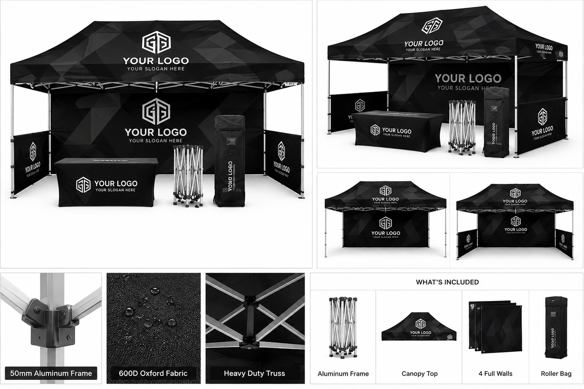 Custom 10x20 FT Waterproof Pop-Up Canopy Tent with Custom Printing