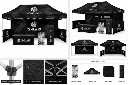 Custom 10x20 FT Waterproof Pop-Up Canopy Tent with Custom Printing