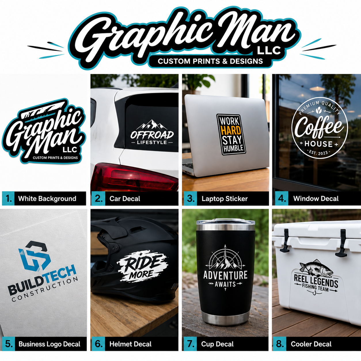 Custom Vinyl Decals – Waterproof | Any Size | Fast Shipping