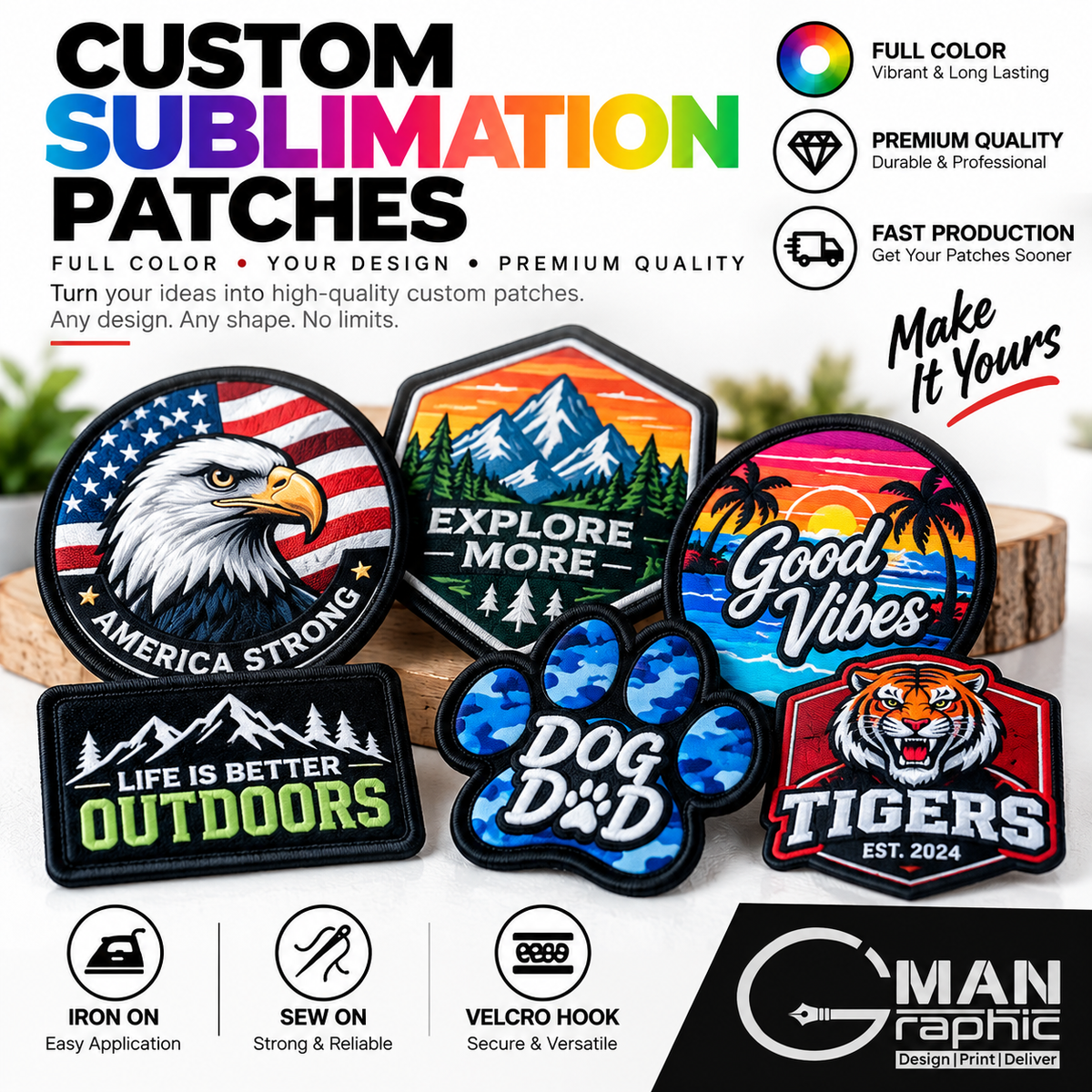 Custom Sublimation Patches – Full Color Personalized Patches
