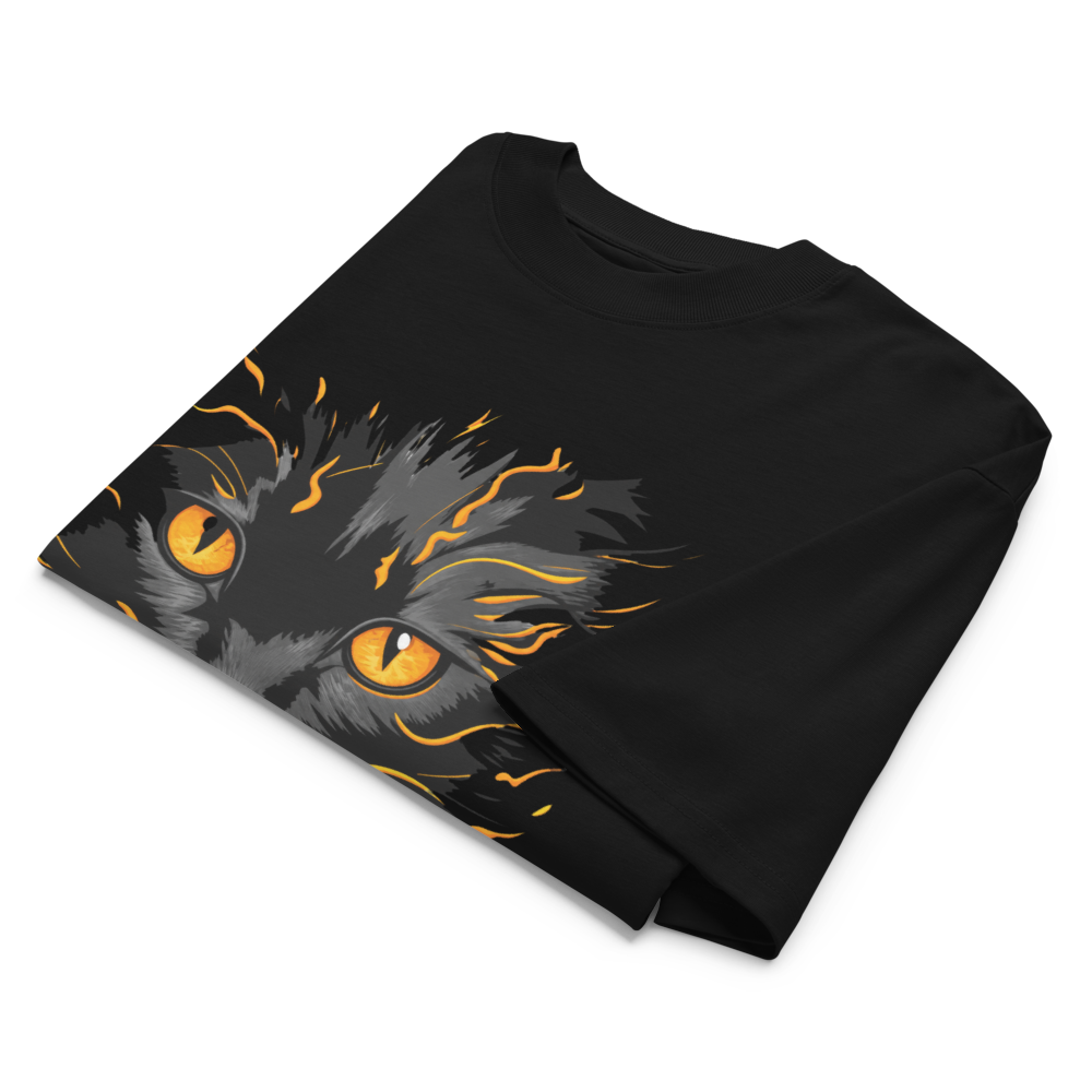 Mystic Black Cat Graphic Tee | Gothic Oversized Organic T-Shirt