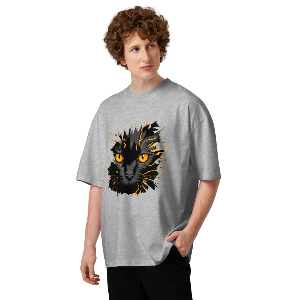 Mystic Black Cat Graphic Tee | Gothic Oversized Organic T-Shirt