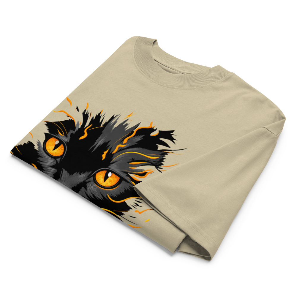 Mystic Black Cat Graphic Tee | Gothic Oversized Organic T-Shirt